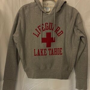 Champion Red and Gray Sweater with Bold Design